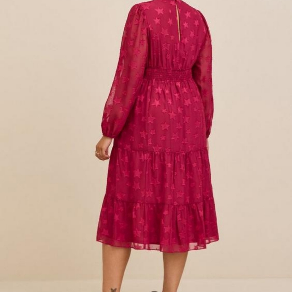 HOST PICK! TORRID Beautiful Clip Dot Star Long Sleeve Dress Medium - Picture 3 of 6